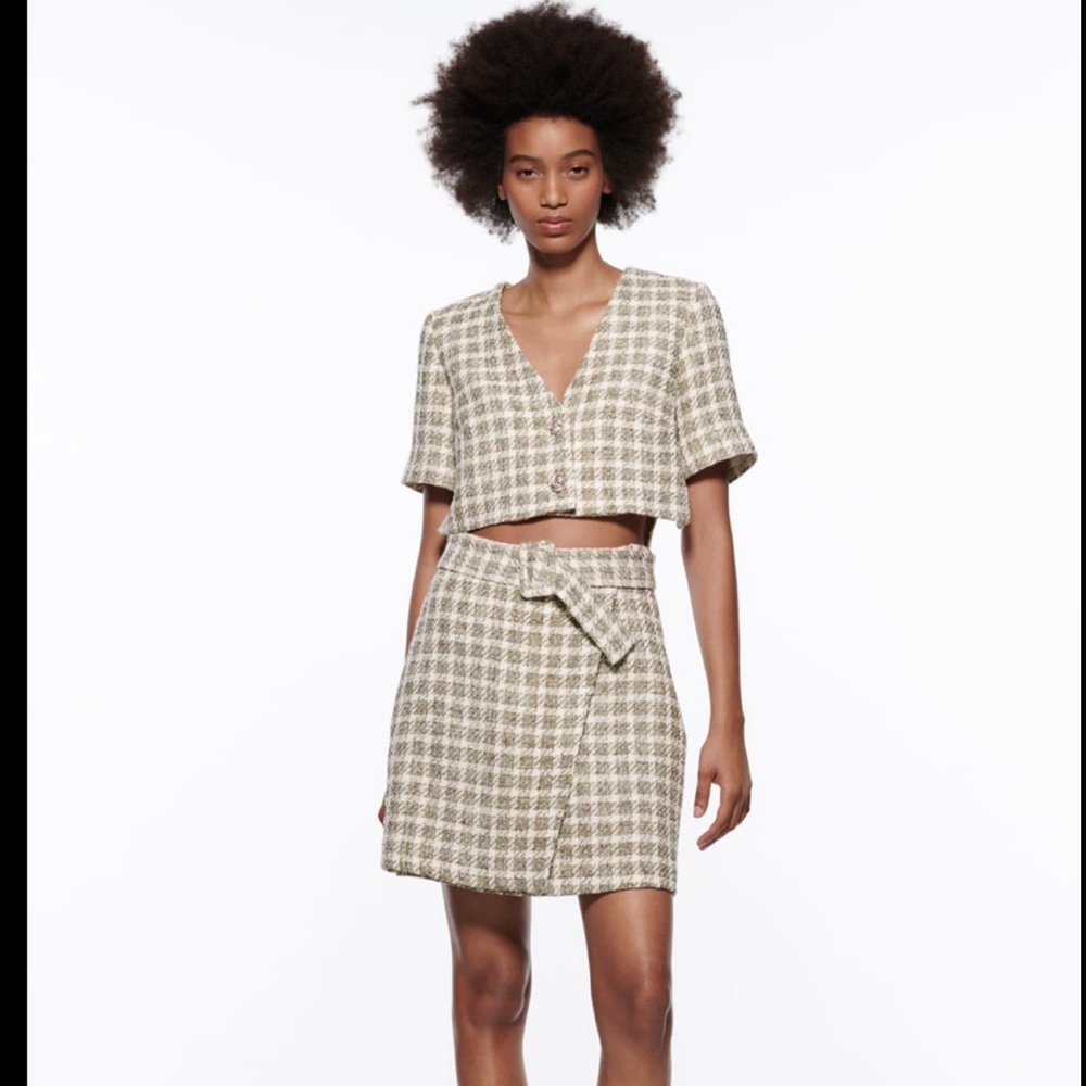 Zara Cut out Plaid Dress